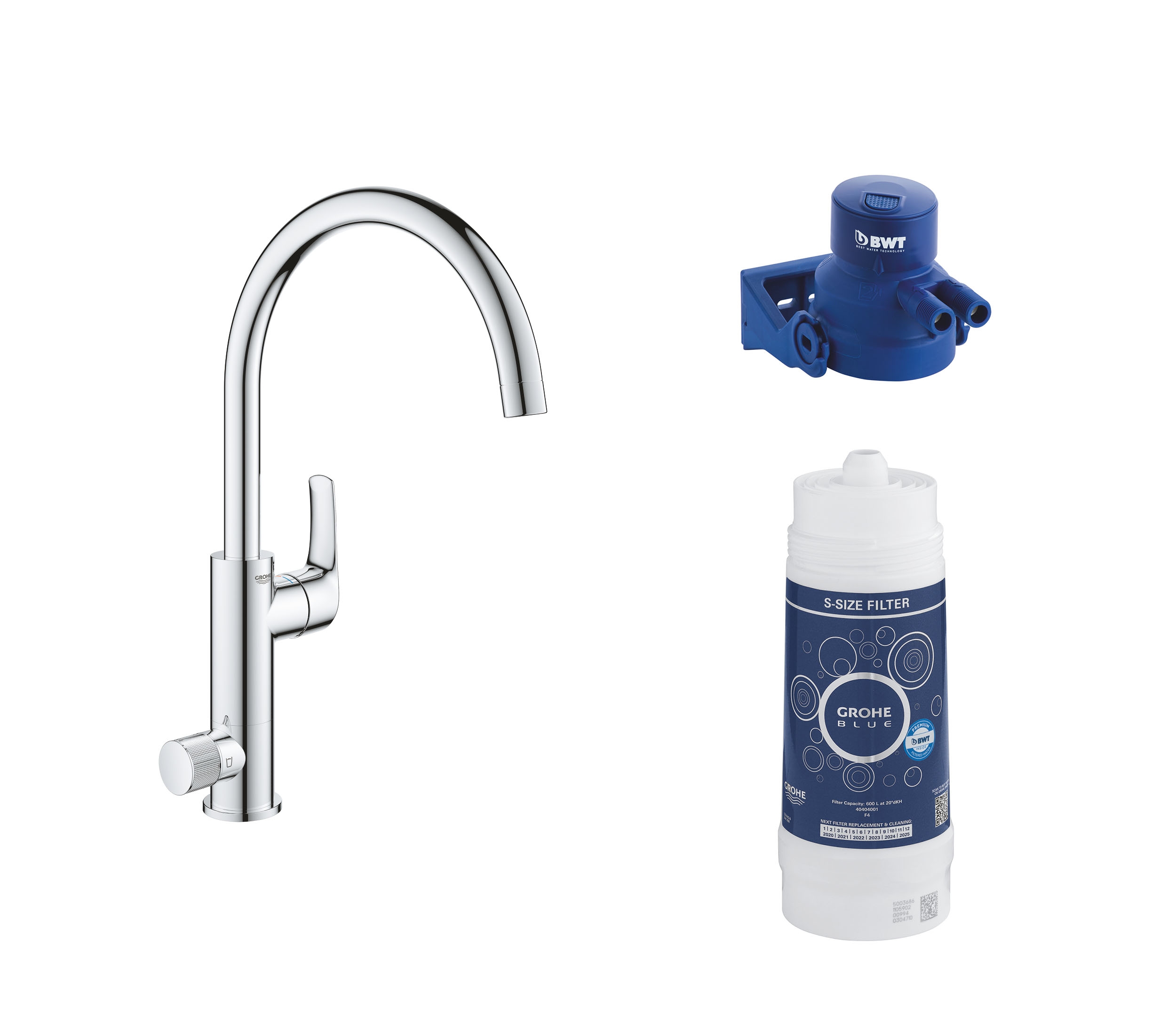 Смеситель для кухни GROHE Blue Pure Eurosmart с функцией фильтрации, с фильтром в комплекте, хром (119708)