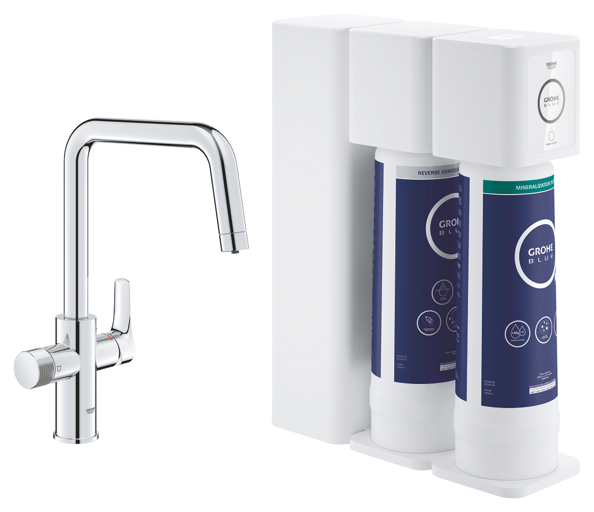 Смеситель для кухни GROHE Blue Pure Eurosmart с функцией фильтрации, с фильтром обратного осмоса с минерализацией в комплекте, хром (30587000)