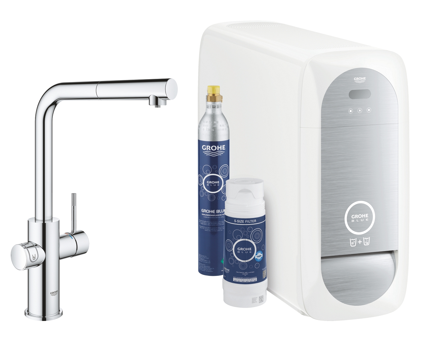 Смеситель для кухни GROHE Blue Home с системой фильтрации, охлаждения и газирования воды, Wi-Fi, хром (31539000)