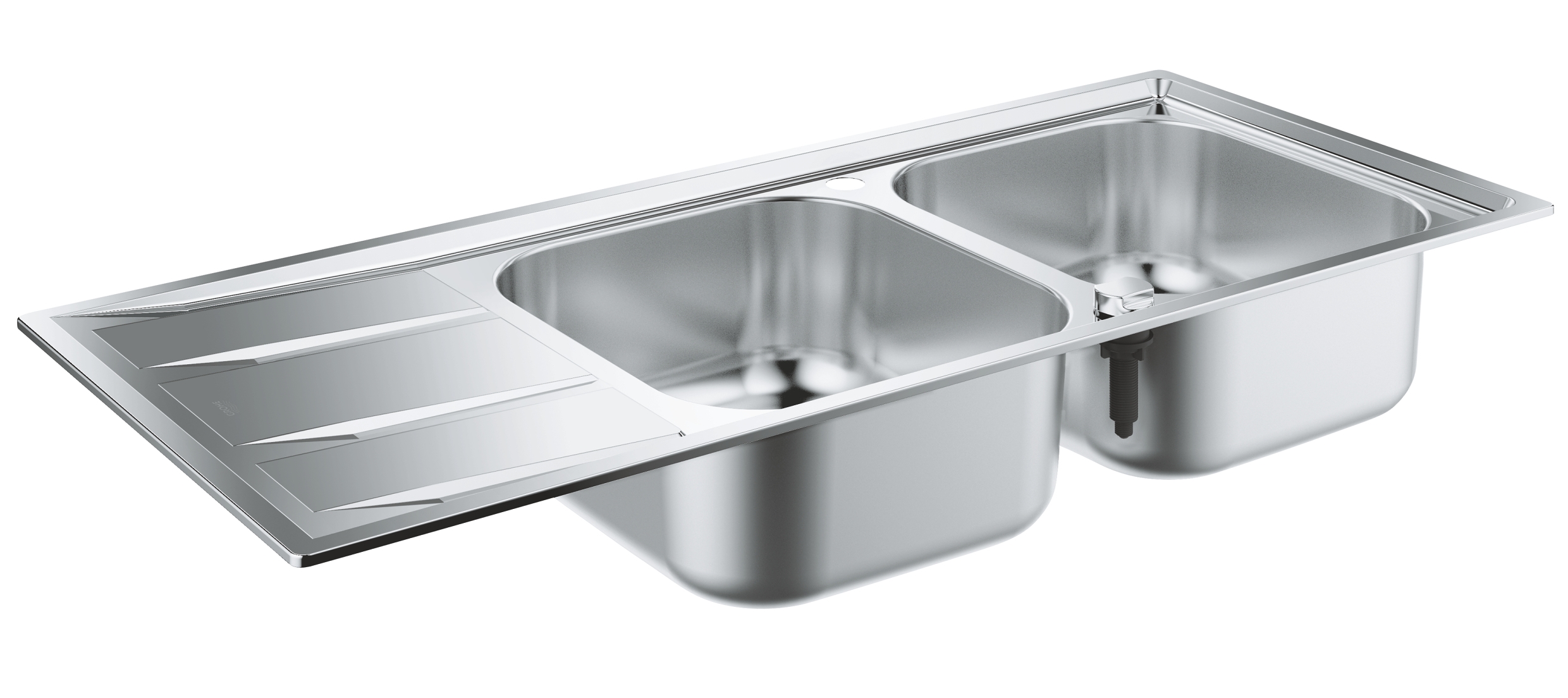 Мойка GROHE из нержавеющей стали с корзинчатым вентилем, оборачиваемая, 2 чаши, K400 80-S 116/50 2.0 (31587SD0)