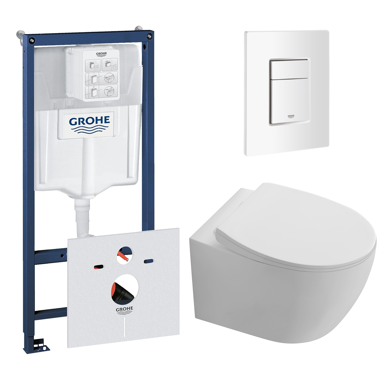 Комплект инсталляции GROHE Rapid SL 38772SH0 с унитазом Aquatek СИРИУС AQ1582T-00 и сиденьем с микролифтом (NW0331)
