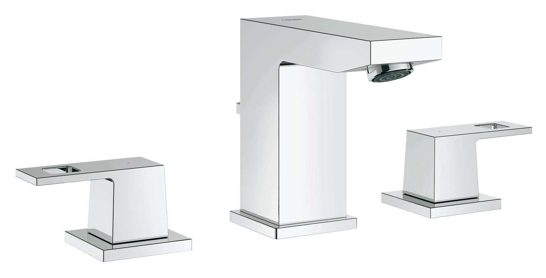 Смеситель для раковины GROHE Eurocube на 3 отверстия с донным клапаном, S-size, хром (20351000)