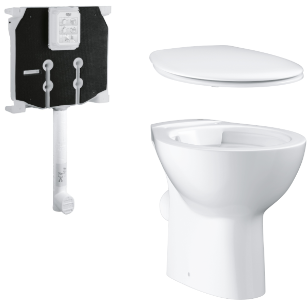 Унитаз напольный безободковый GROHE Euro Ceramic с бачком и сиденьем с ...