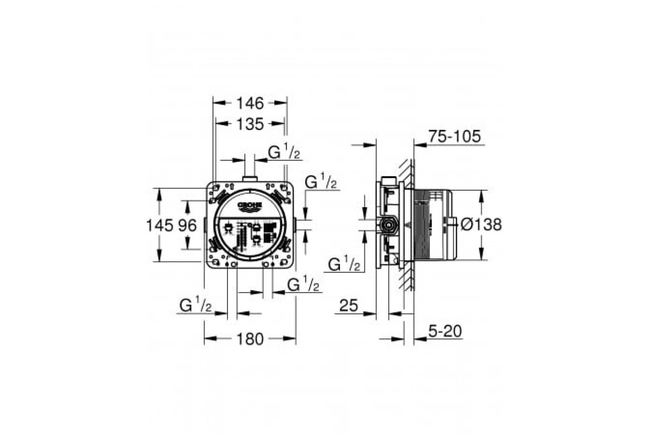 Набор для комплектации душа с Tempesta 210 GROHE Grohtherm (34726000)