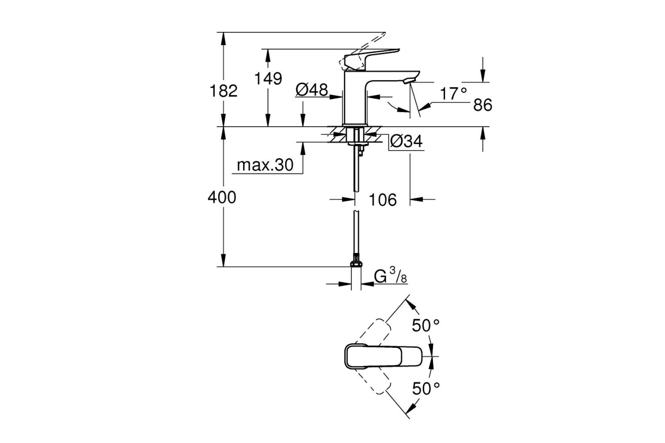 Смеситель для раковины GROHE Cubeo, S-size, хром (1016990000)