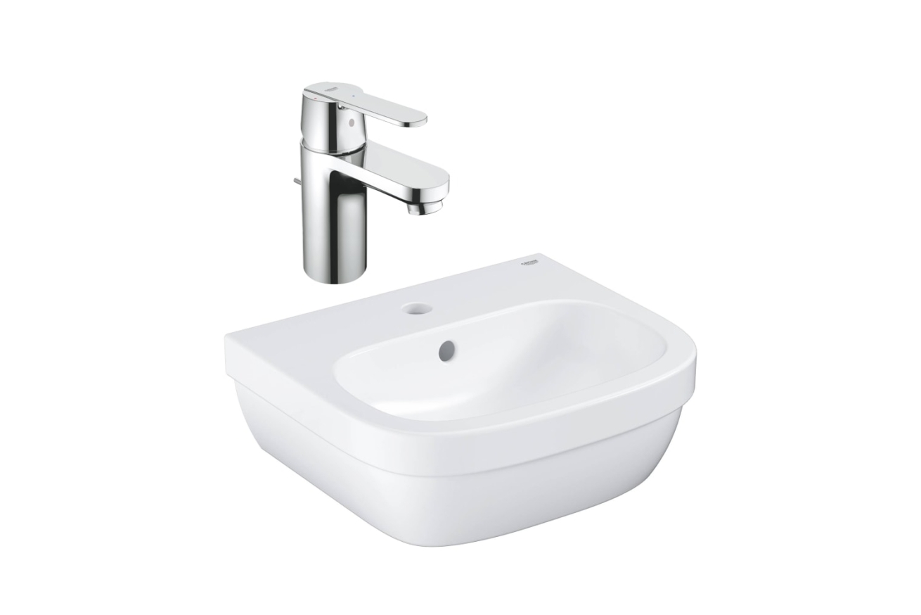 Набор для ванной комнаты: смеситель для раковины GROHE Get и мини-раковина GROHE Euro Ceramic 45 см (NC0007)