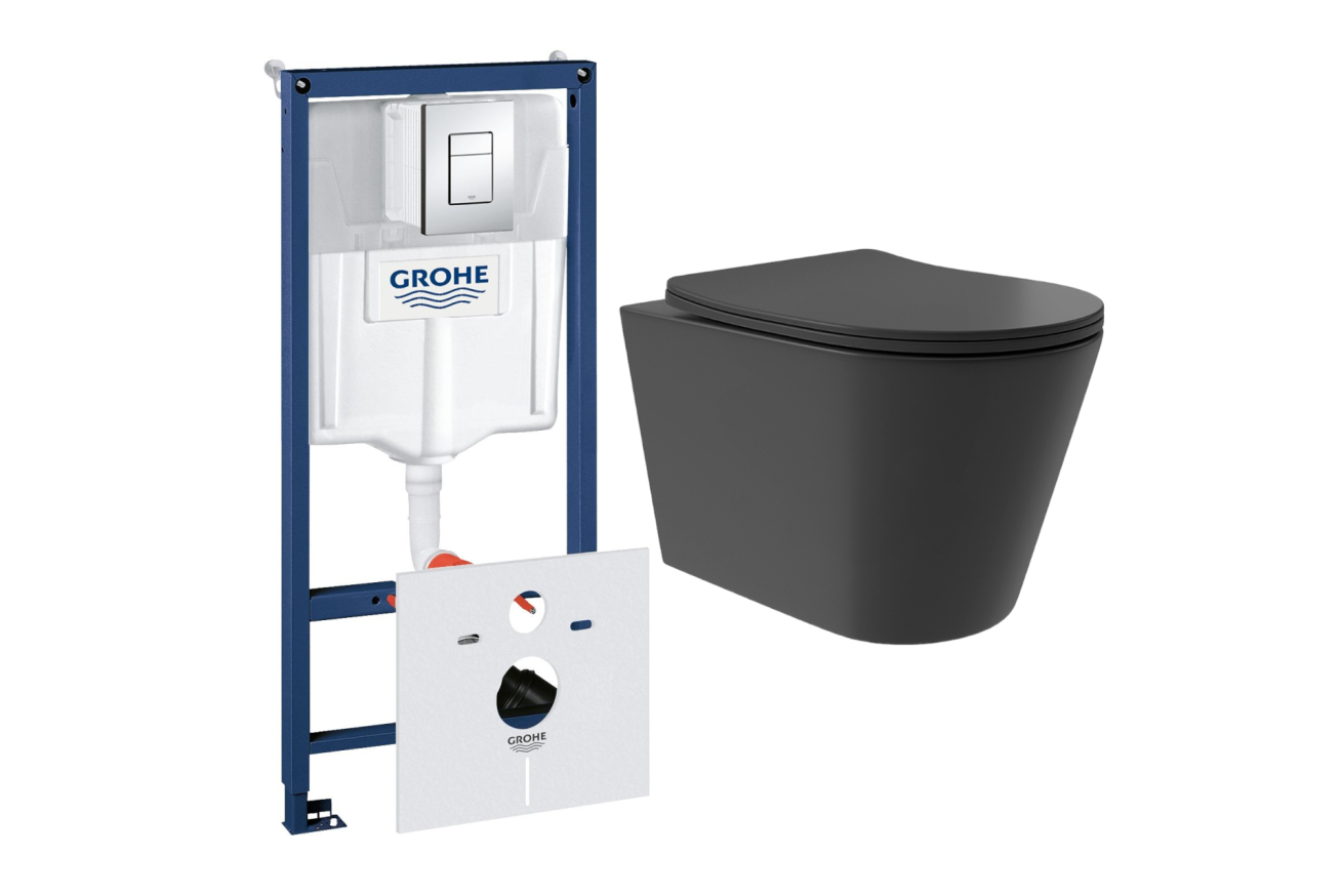 Комплект инсталляции GROHE Rapid SL 38775001 с унитазом Aqueduto CONE Plus CONT0240 и сиденьем с микролифтом (NW0243)