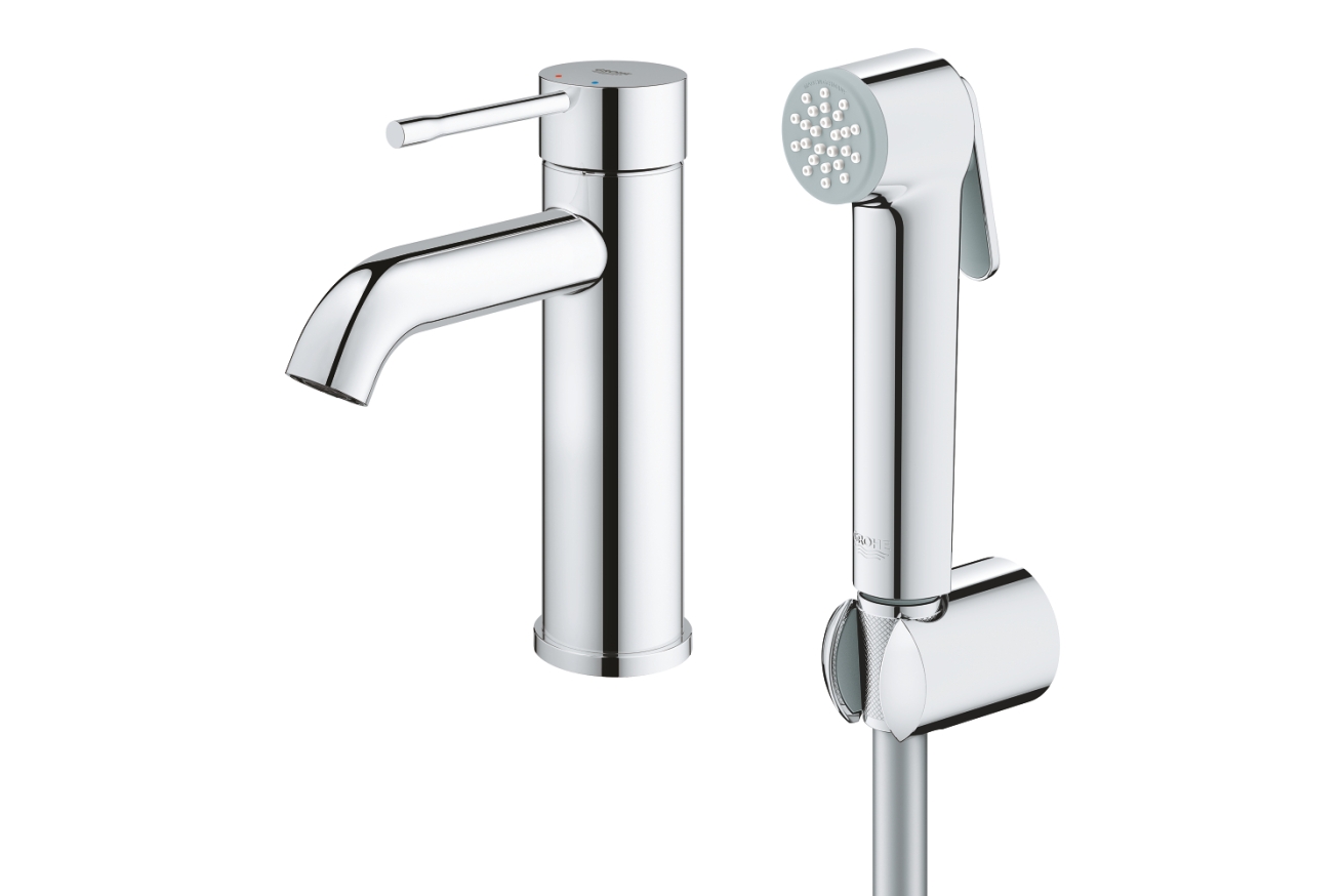 Смеситель для раковины GROHE Essence с гигиеническим душем, S-size, хром (24189000)