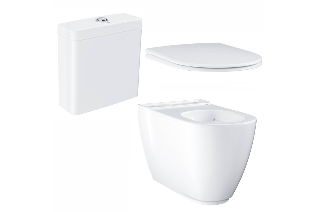 Унитаз напольный безободковый GROHE Essence Ceramic с бачком и сиденьем с микролифтом (NW0063-1)