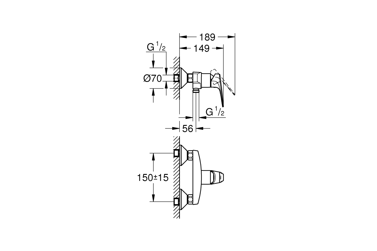 Смеситель для душа GROHE BauFlow, хром (23632000)