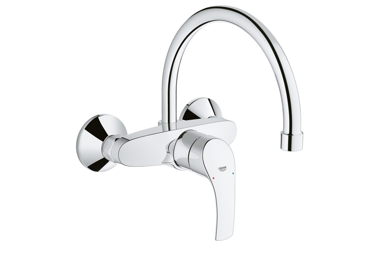 Смеситель для кухни GROHE Eurosmart, настенный с высоким изливом, хром (32482002)
