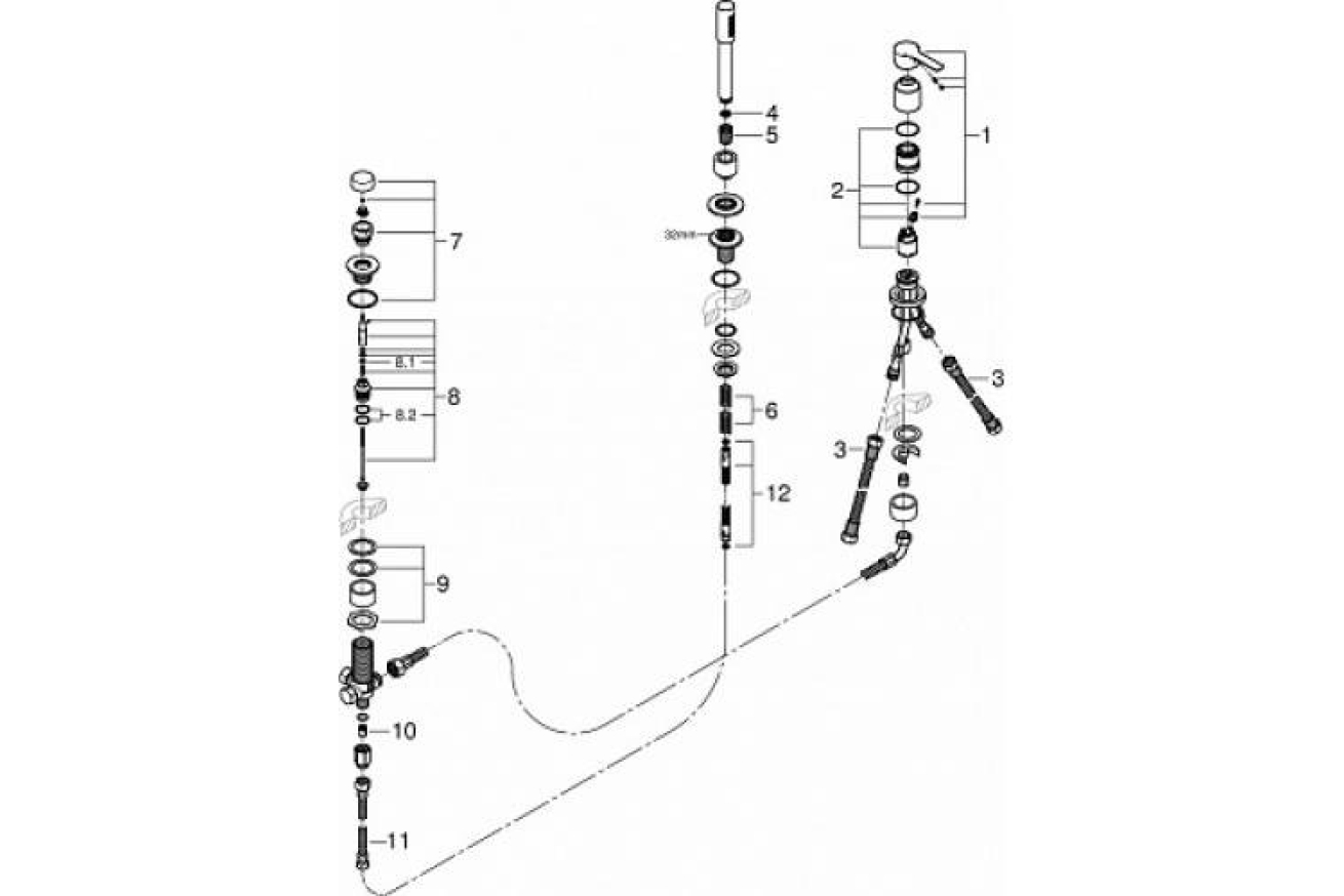 Смеситель для ванны GROHE Lineare на 3 отверстия, хром (19965001)