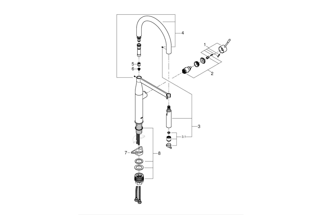 Смеситель для кухни GROHE Essence профессиональный, хром (30294000)