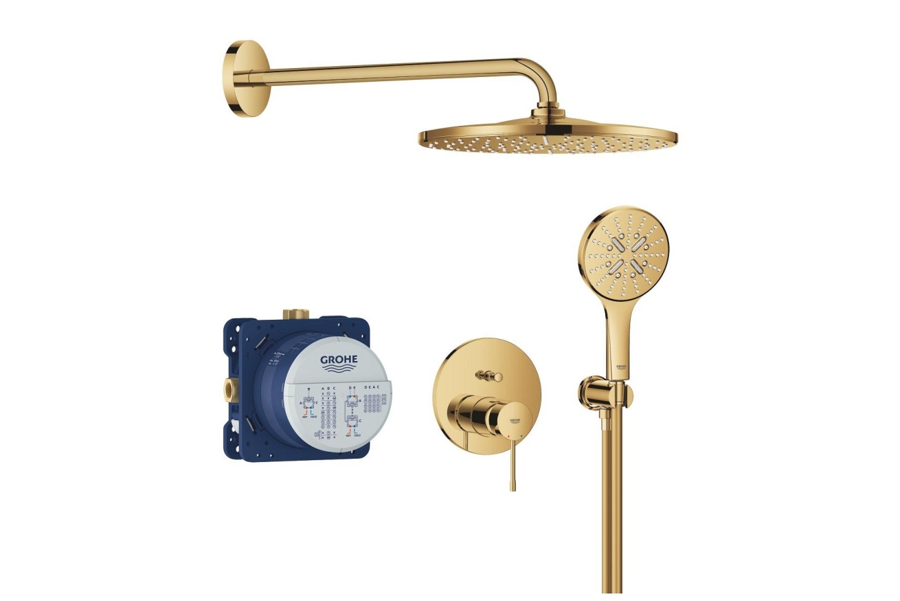 Душевая система GROHE Essence со смесителем для ванны, холодный рассвет глянец (25287GL0)