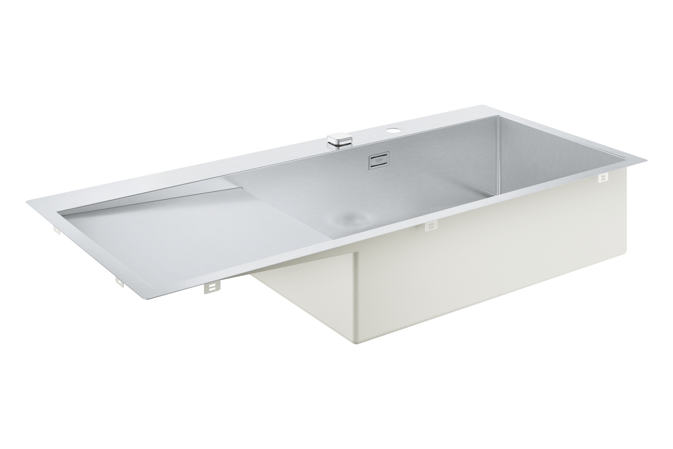 Мойка GROHE K1000 80-S 116/52 1.0 с корзинчатым вентилем, нержавеющая сталь (31582SD1)