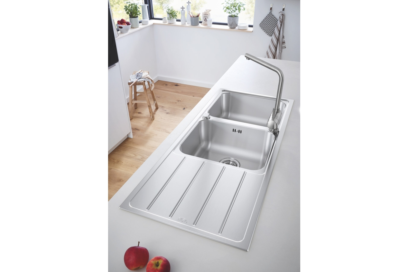 Мойка GROHE K500 с корзинчатым вентилем, нержавеющая сталь (31588SD1)