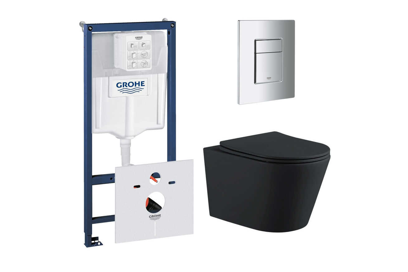 Комплект инсталляции GROHE 38775001 с унитазом Aquatek ВЕГА и сиденьем с микролифтом (NW0189)