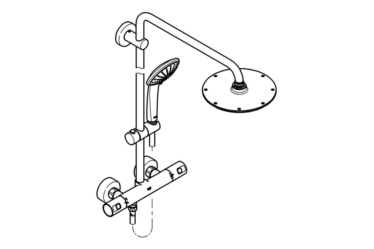 Душевая система GROHE Vitalio Joy System 210 с термостатом для душа, хром (27965000)