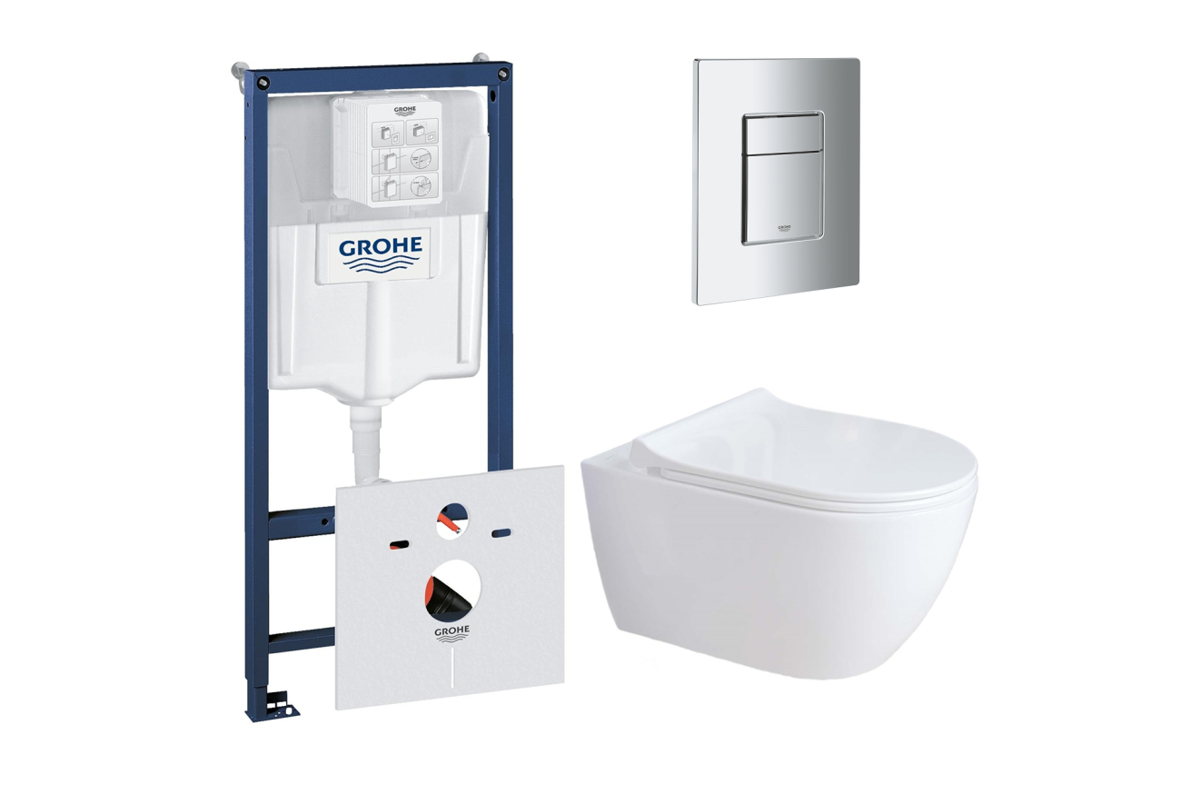 Комплект инсталляции GROHE Rapid SL 38775001 с унитазом Aquatek ПОЛАРИС AQ0700-01 и сиденьем с микролифтом (NW0337)