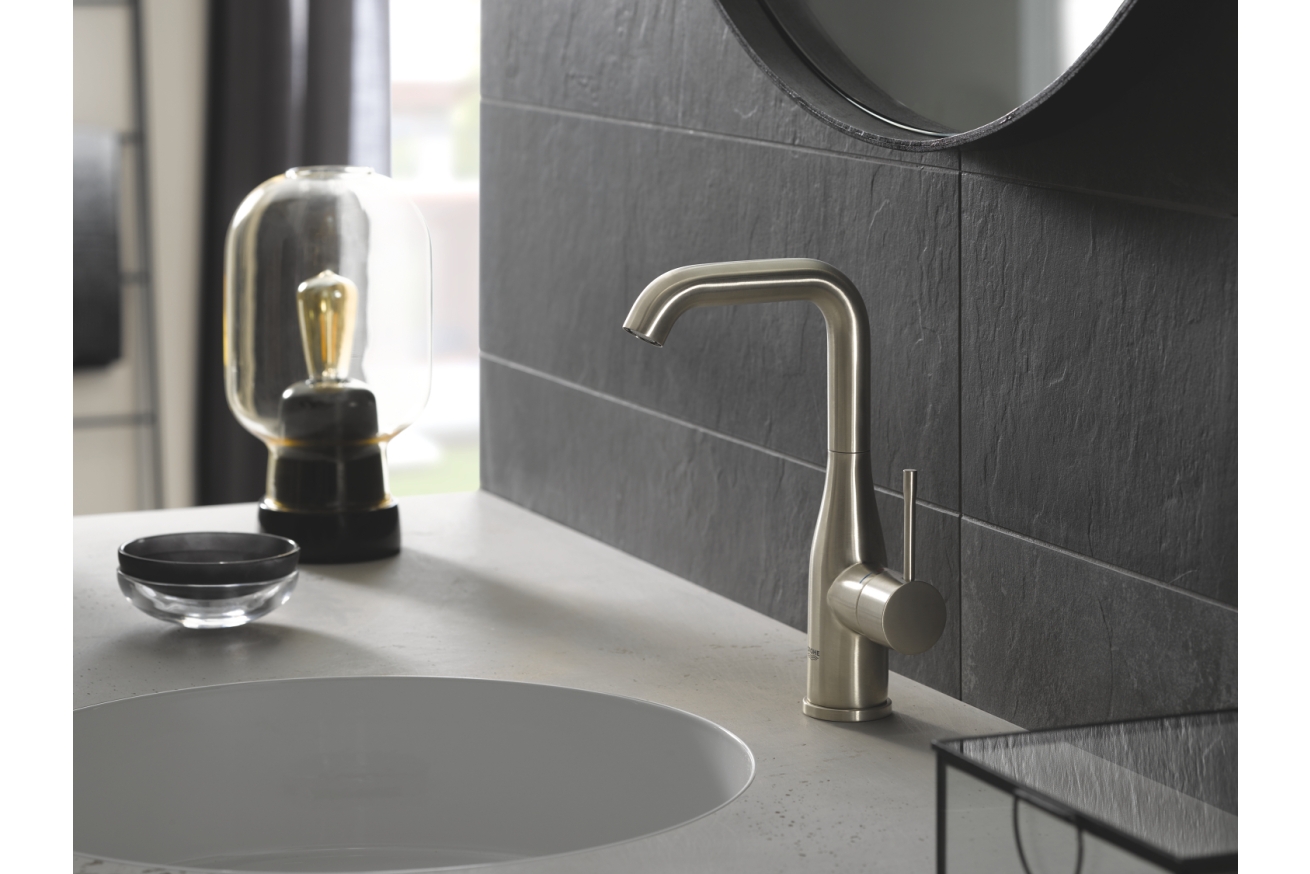 Смеситель для раковины GROHE Essence с донным клапаном, L-size, никель матовый (24174EN1)