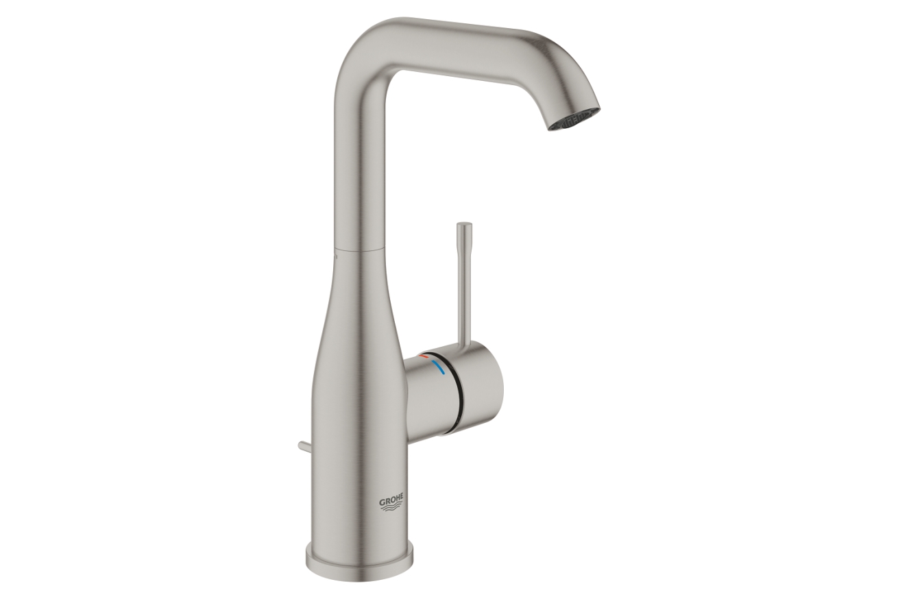 Смеситель для раковины GROHE Essence с донным клапаном, L-size, суперсталь (24174DC1)