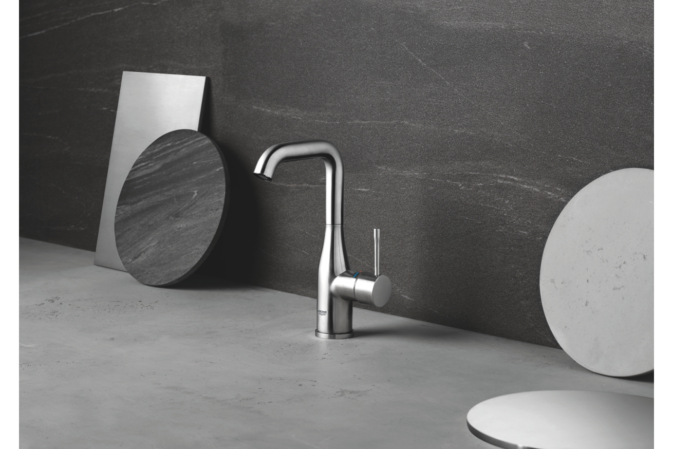 Смеситель для раковины GROHE Essence с донным клапаном, L-size, суперсталь (24174DC1)