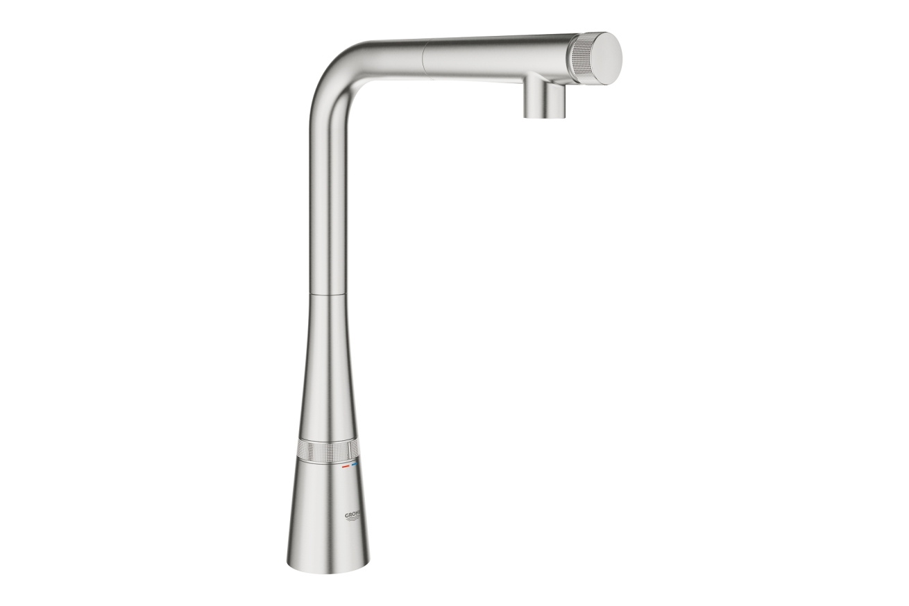Смеситель для кухни GROHE Zedra SmartControl с вытяжным изливом, суперсталь (31593DC2)