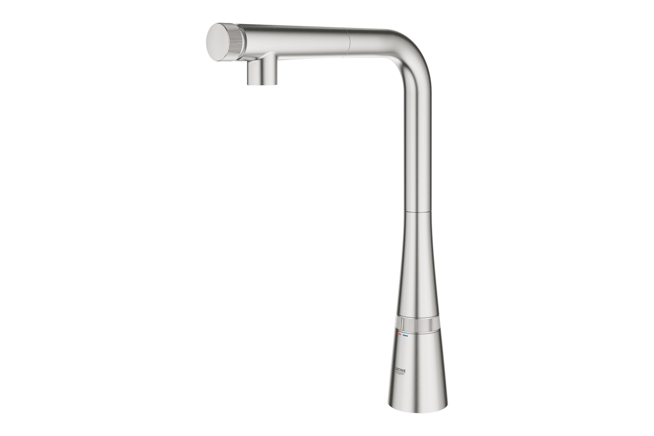 Смеситель для кухни GROHE Zedra SmartControl с вытяжным изливом, суперсталь (31593DC2)