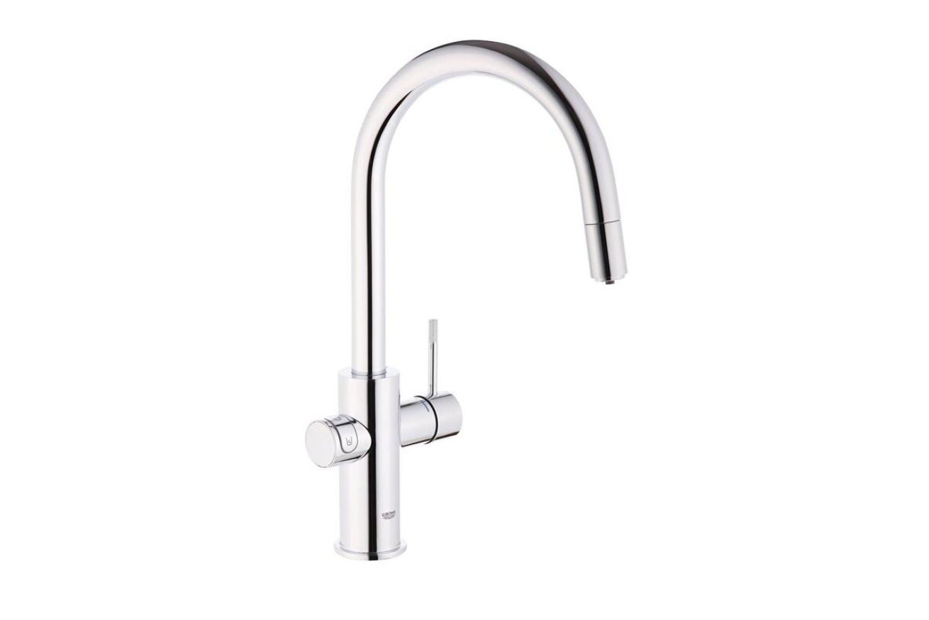 Смеситель для кухни GROHE Blue Professional с вытяжным изливом, функцией фильтрации, системой охлаждения и газирования воды, Wi-Fi, хром (313