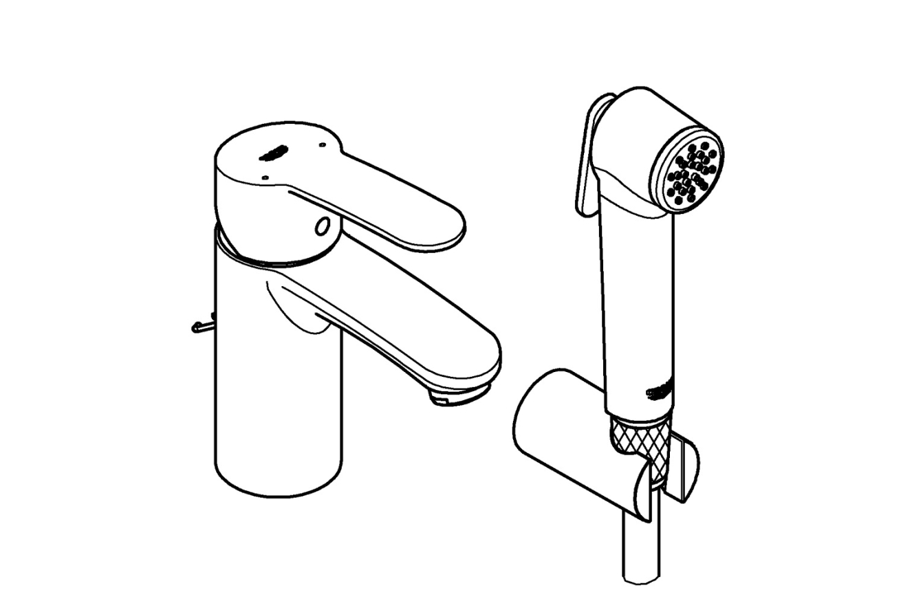 Смеситель для раковины GROHE Eurostyle Cosmopolitan с гигиеническим душем, S-size, хром (23953003)