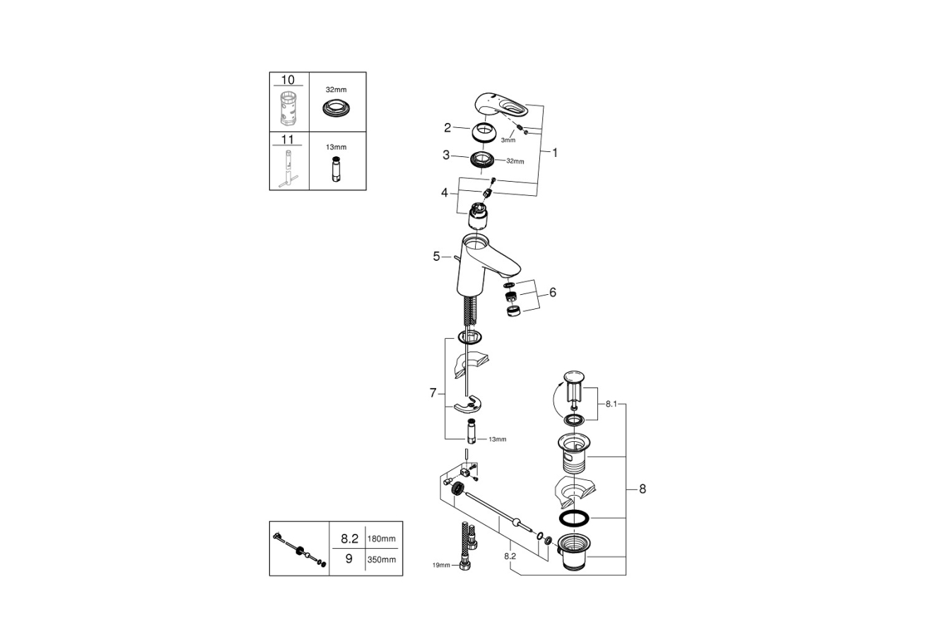 Смеситель для раковины GROHE Eurostyle, S-size, белая луна (23374LS3)