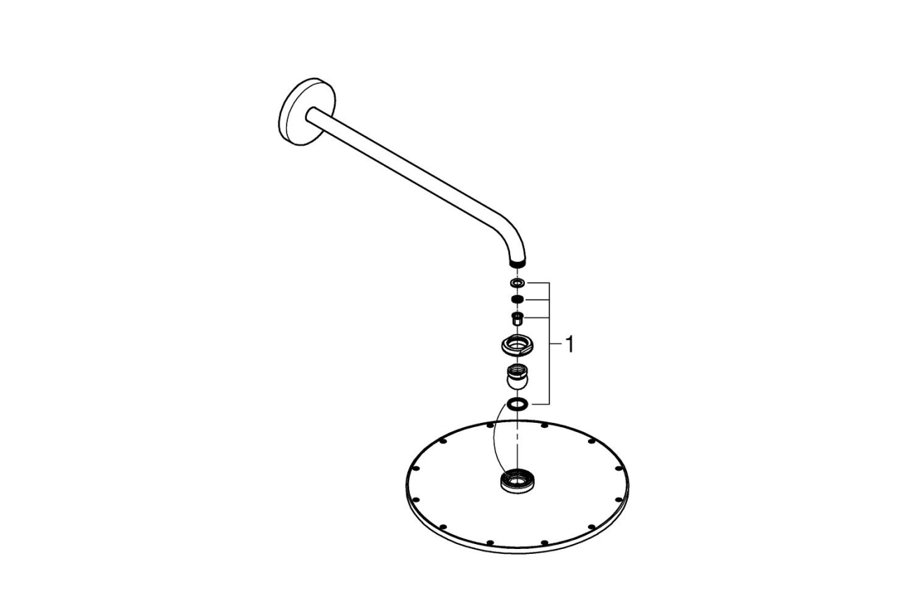 Верхний душ с душевым кронштейном 422 мм, 1 режим струи, GROHE Rainshower 310, хром, (26257000)