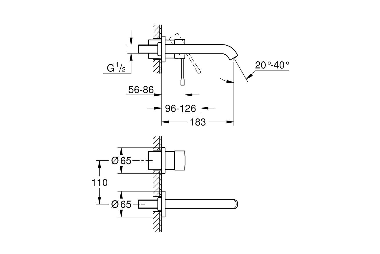 Внешняя часть смесителя для раковины GROHE Essence на 2 отверстия, M-Size, хром (19408001)