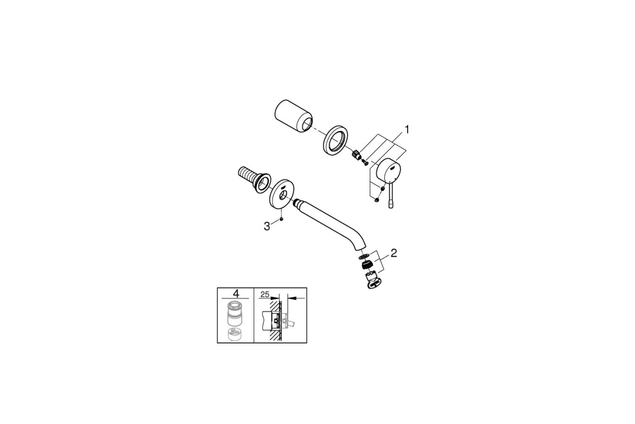 Внешняя часть смесителя для раковины GROHE Essence на 2 отверстия, M-Size, хром (19408001)