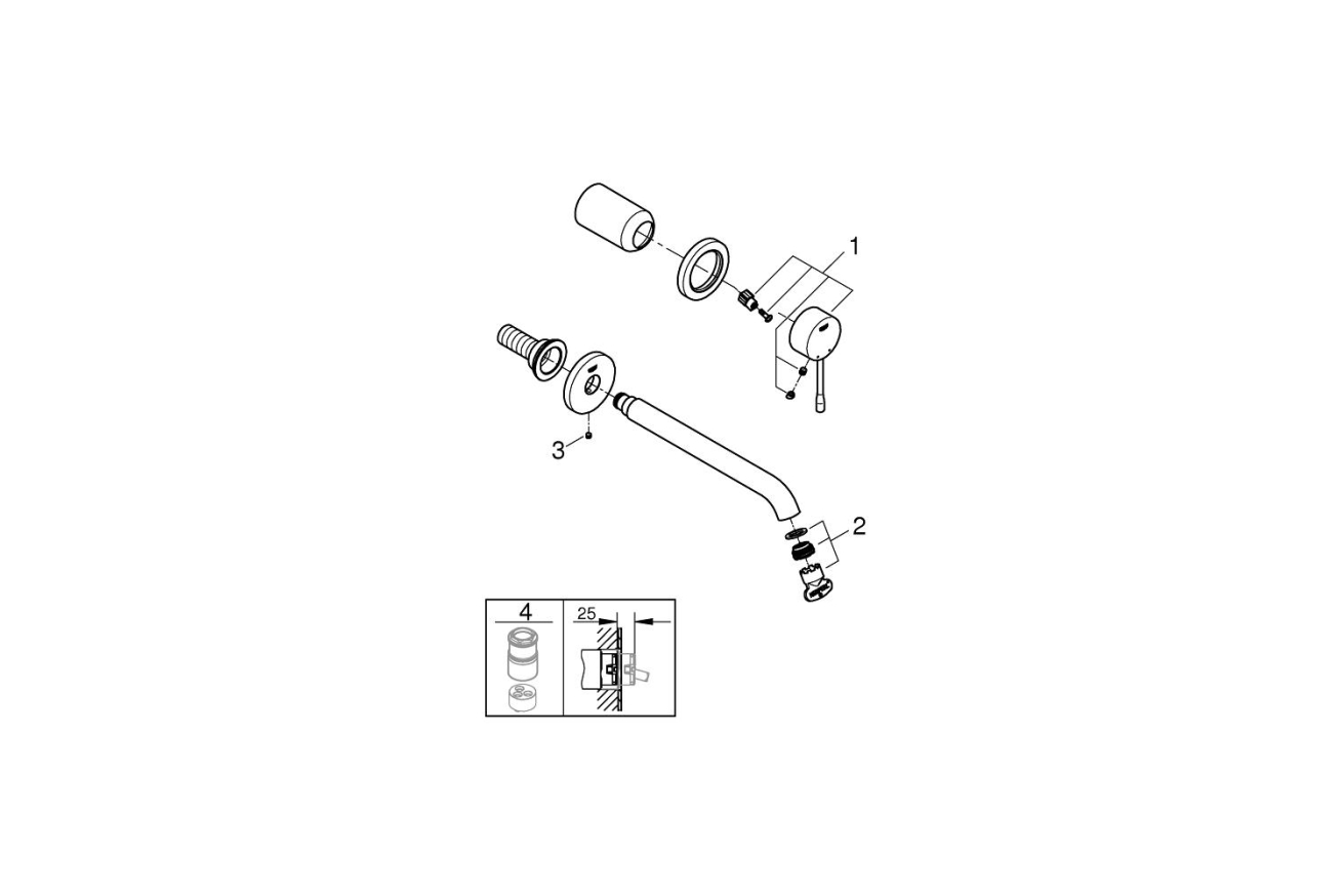 Внешняя часть смесителя для раковины GROHE Essence на 2 отверстия, L-Size, хром (19967001)