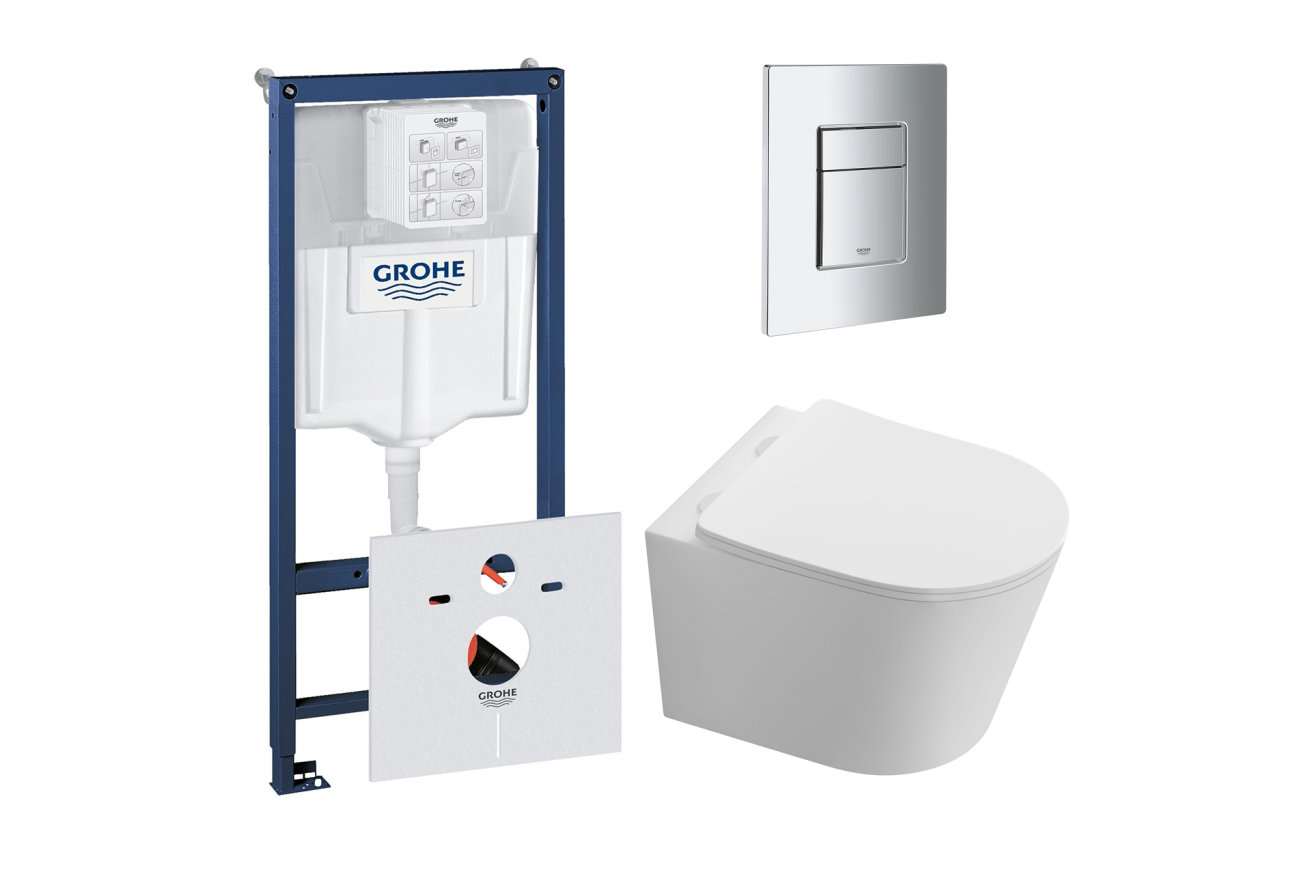 Комплект инсталляции GROHE Rapid SL 38775001 с унитазом Aquatek ТАУРУС AQ1580T-00 и сиденьем с микролифтом (NW0353)