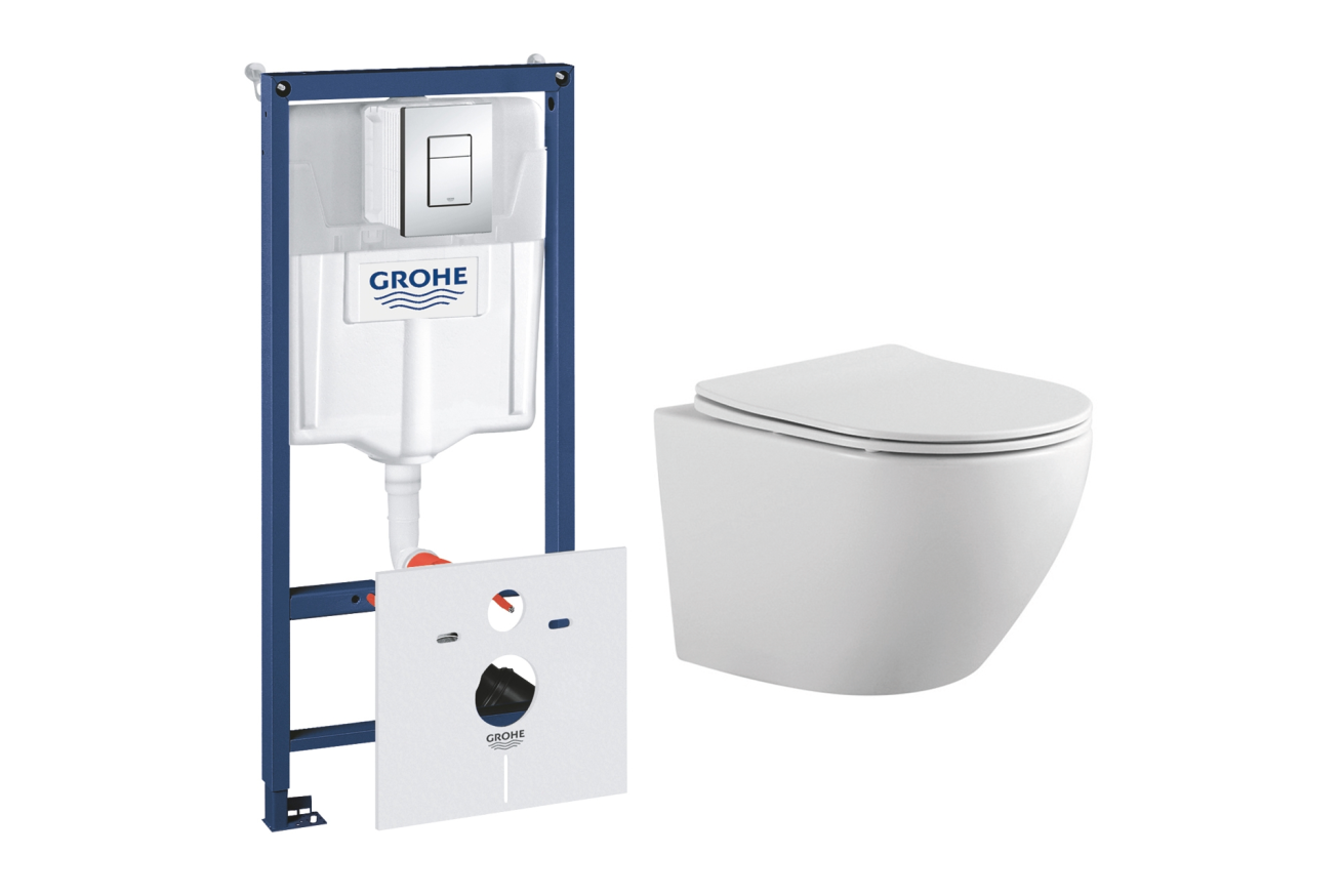 Комплект инсталляции GROHE Rapid SL 38775001 с унитазом Aquatek ЕВРОПА AQ1901-00 и сиденьем с микролифтом (NW0264)