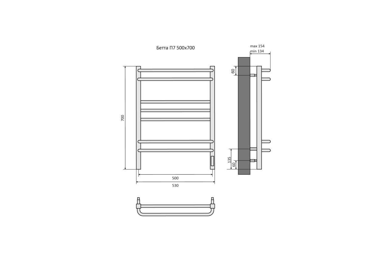 Полотенцесушитель электрический Aquatek Бетта П7 500x700, хром AQ EL KRC0770CH