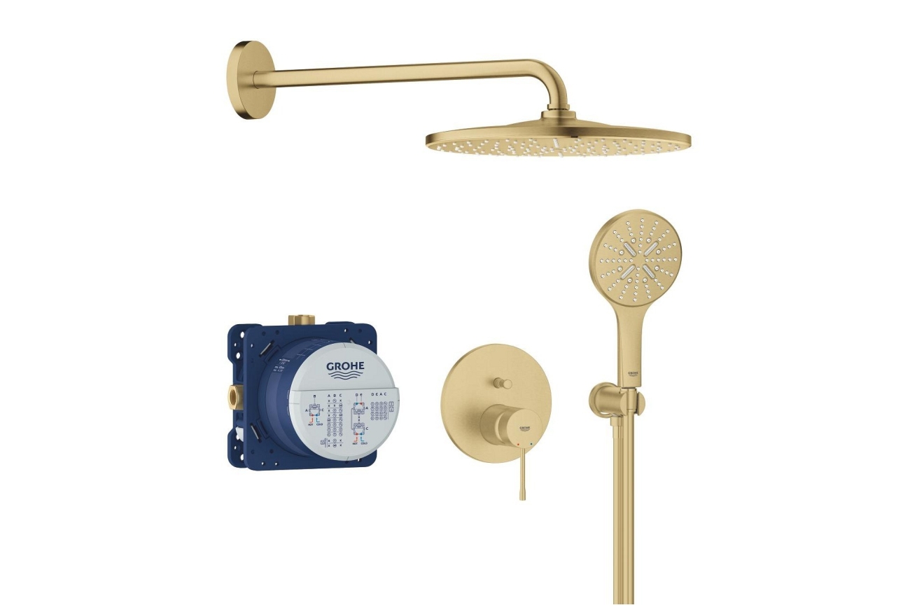 Душевая система GROHE Essence со смесителем для ванны, холодный рассвет матовый (25287GN0)