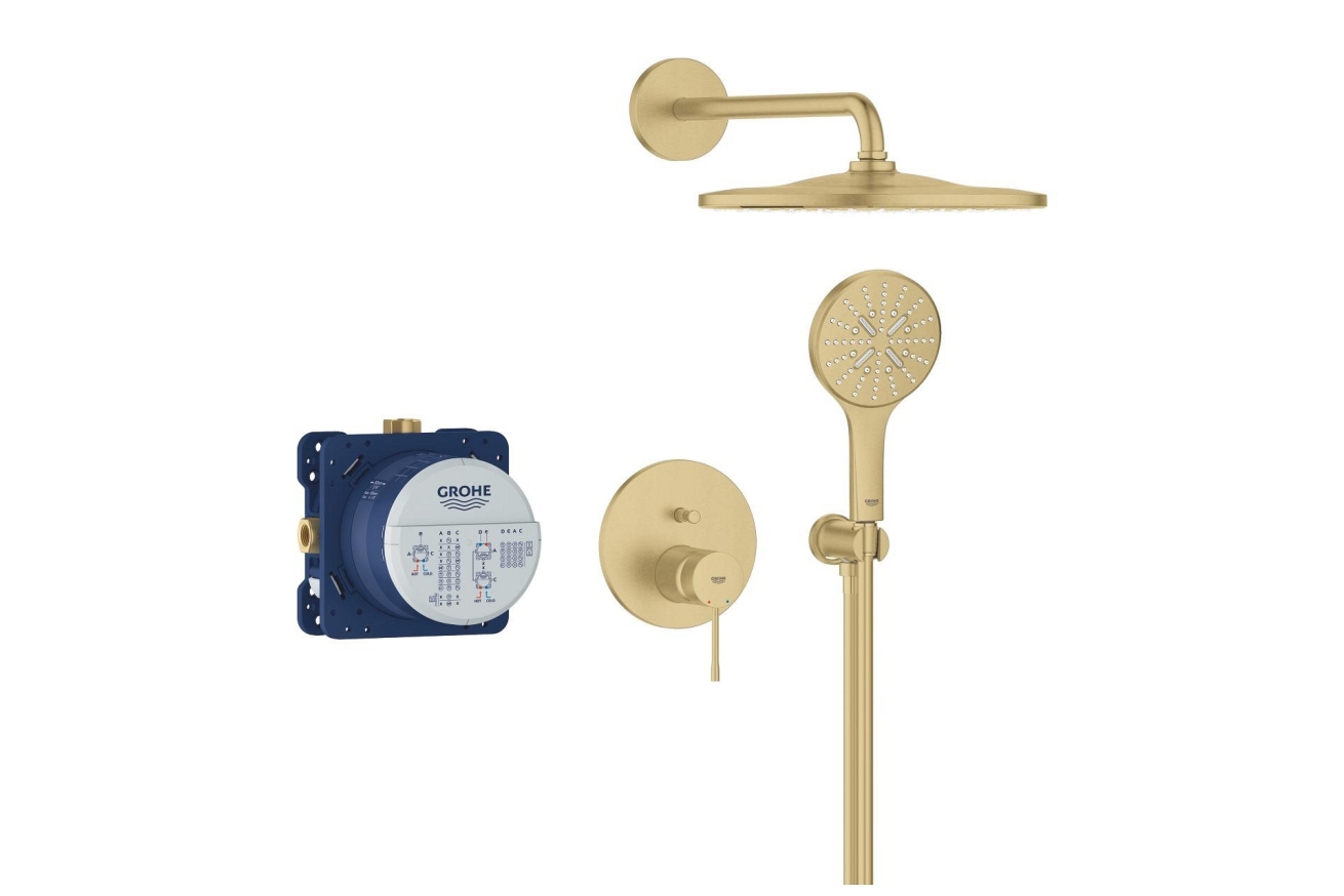 Душевая система GROHE Essence со смесителем для ванны, холодный рассвет матовый (25287GN0)