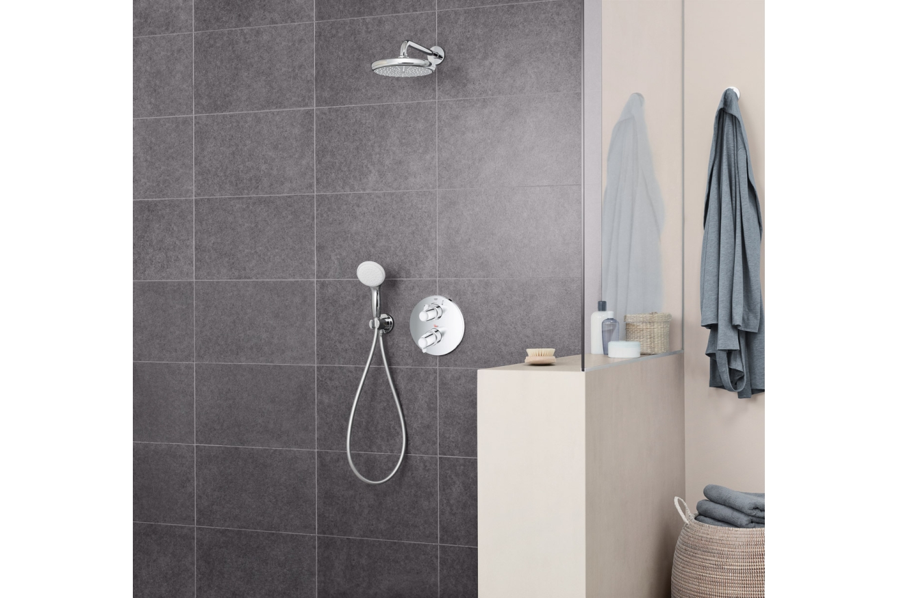 Верхний душ GROHE Tempesta 250, 9,5 л/мин, 1 режим, 380 мм, хром/белый (26668000)