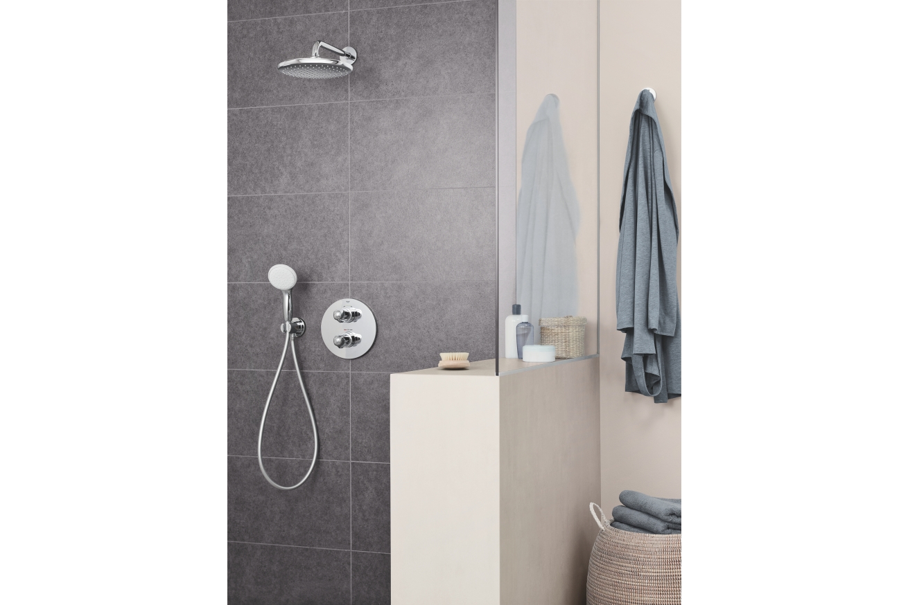 Верхний душ GROHE Tempesta 250, 9,5 л/мин, 1 режим, 380 мм, хром/белый (26668000)