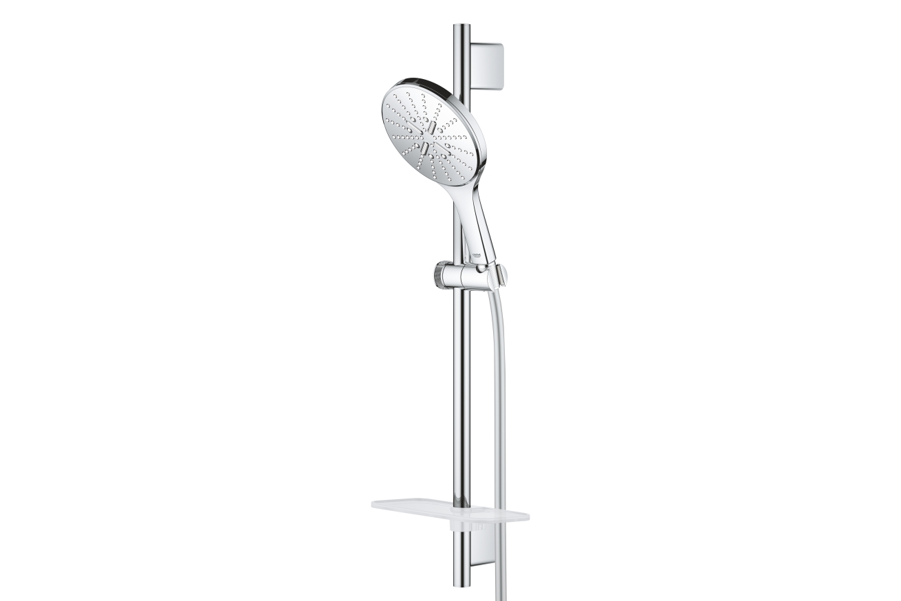 Душевой гарнитур GROHE Rainshower SmartActive 150 с мыльницей, 3 режима струи, душевая штанга 600 мм, 9,5 л/мин, хром (26592000)