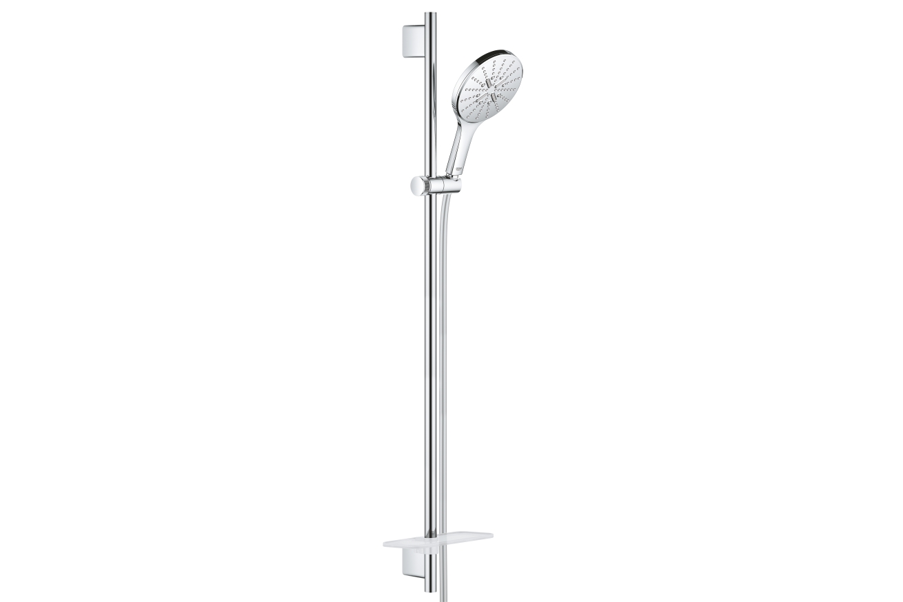 Душевой гарнитур GROHE Rainshower SmartActive 150 с мыльницей, 3 режима струи, душевая штанга 900 мм, 12 л/мин, хром (26593000)