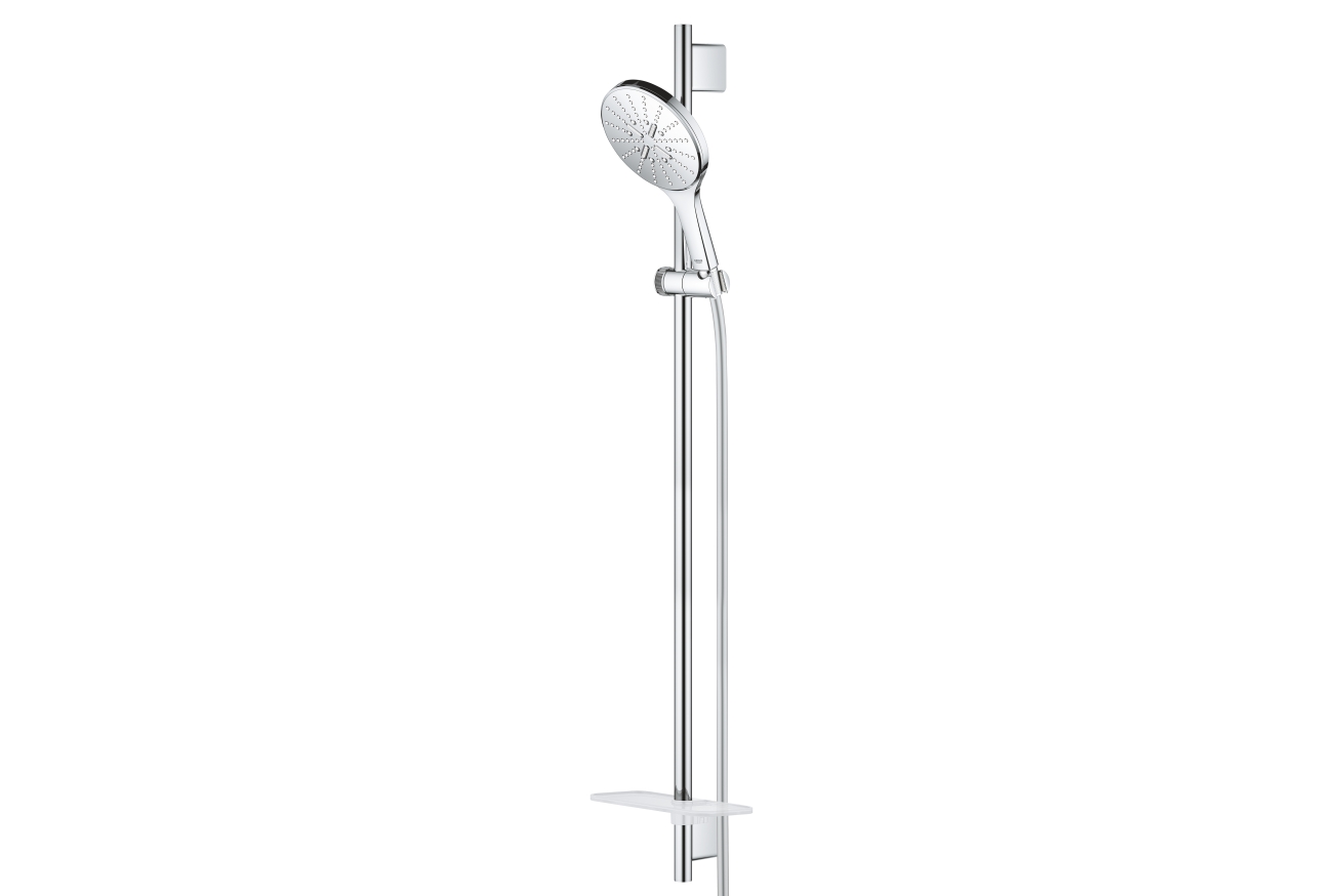 Душевой гарнитур GROHE Rainshower SmartActive 150 с мыльницей, 3 режима струи, душевая штанга 900 мм, 12 л/мин, хром (26593000)