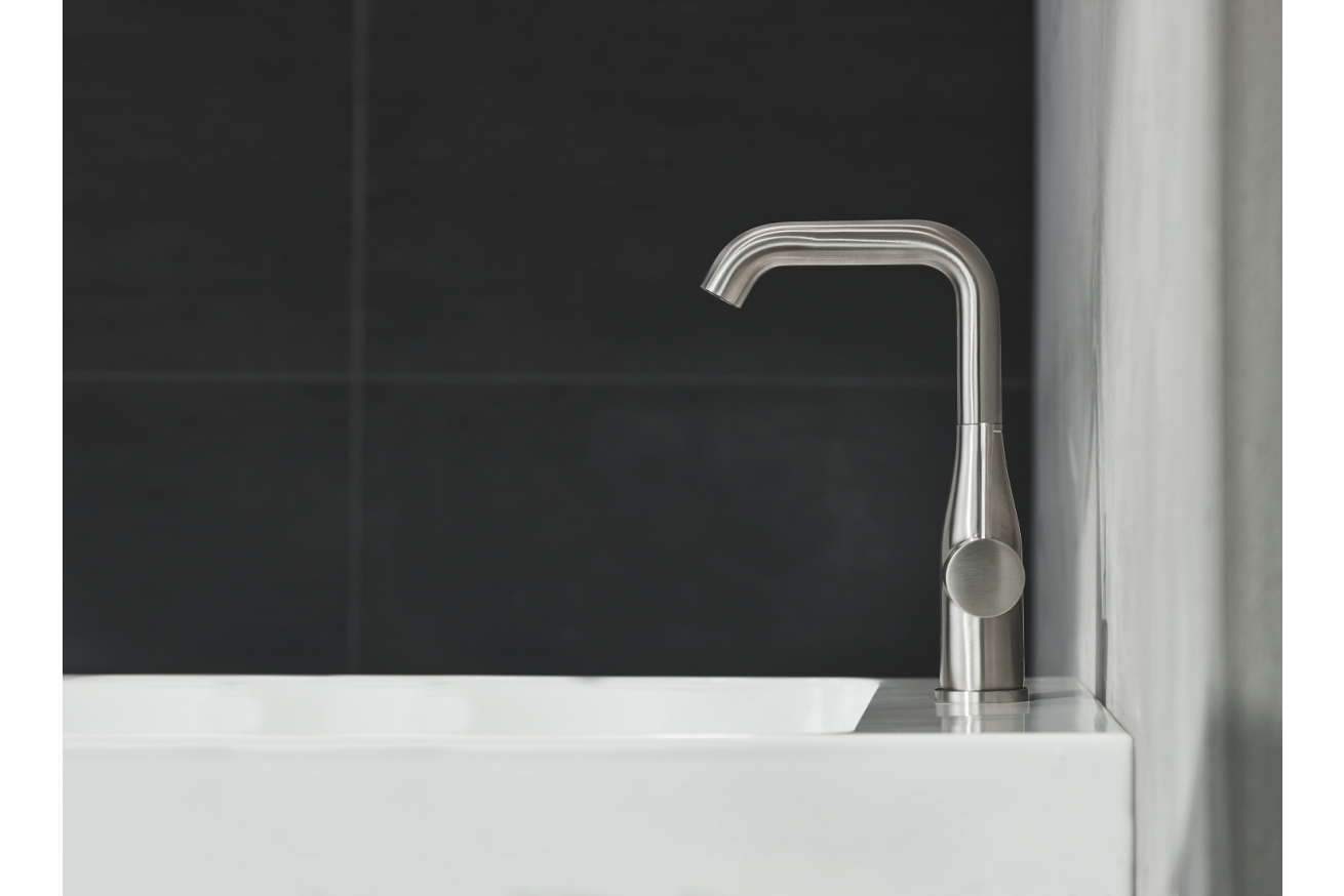 Смеситель для раковины GROHE Essence с донным клапаном, L-size, суперсталь (24174DC1)