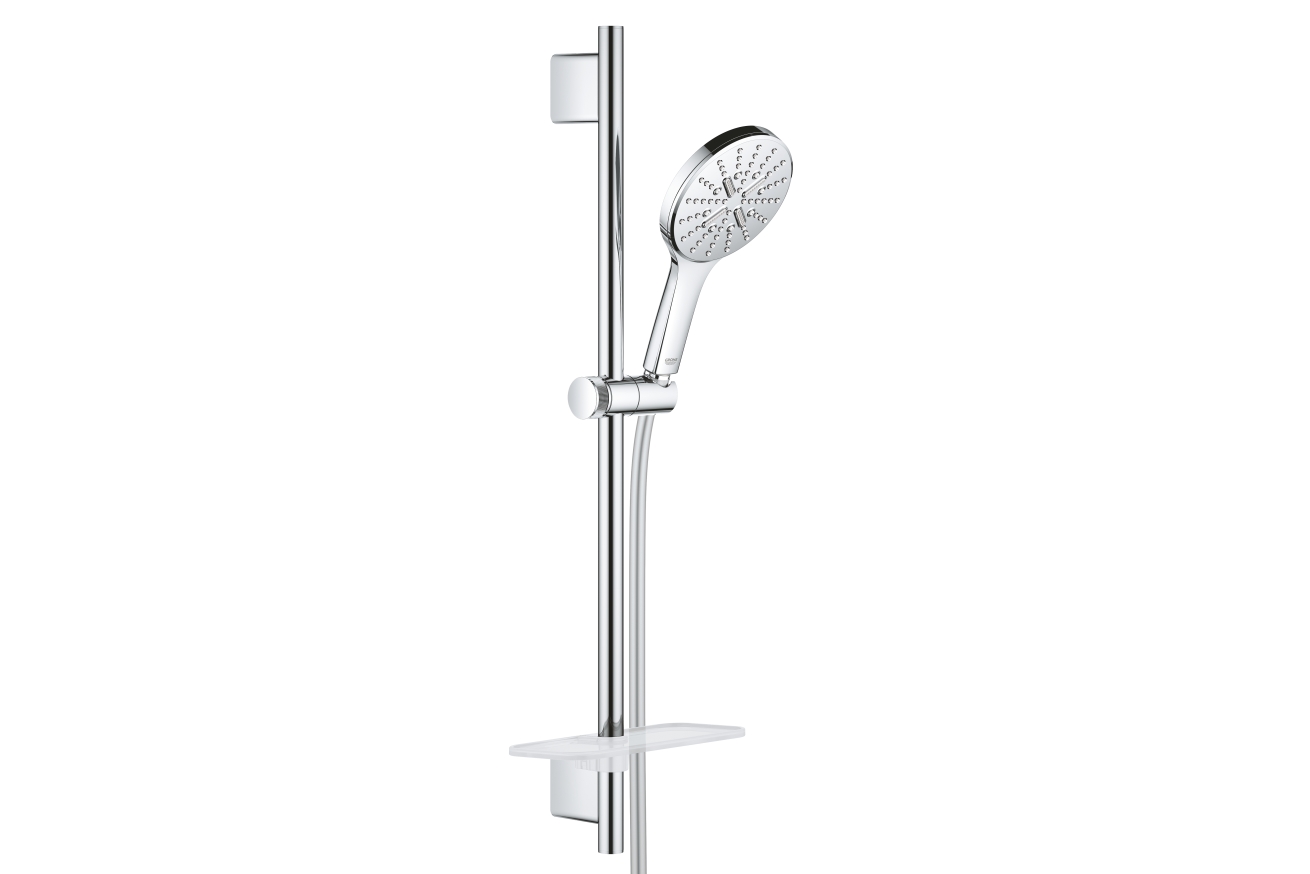 Душевой гарнитур GROHE RainShower SmartActive 130 с мыльницей, 3 режима струи, душевая штанга 600 мм, 12 л/мин, хром (26546000)