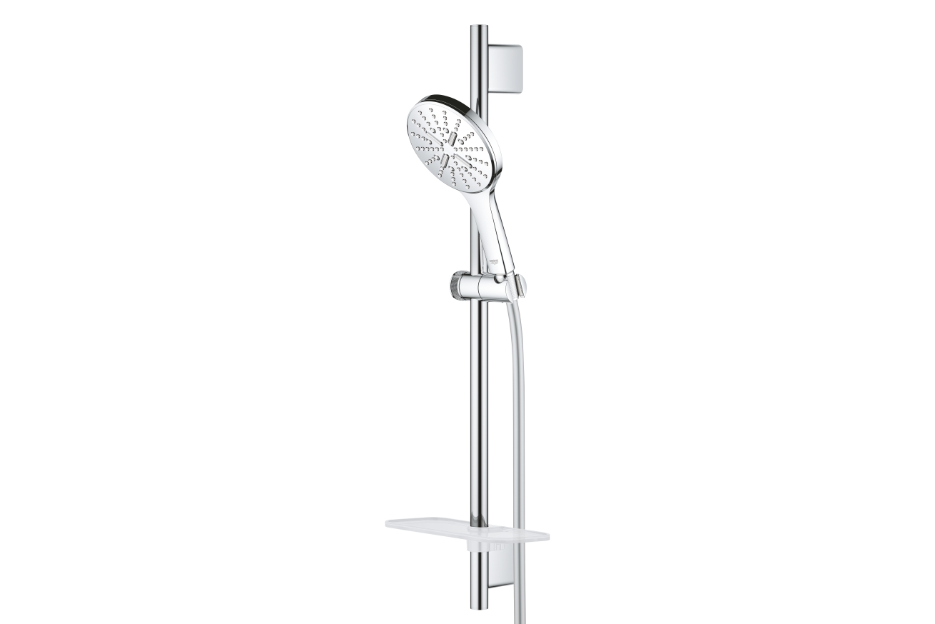 Душевой гарнитур GROHE RainShower SmartActive 130 с мыльницей, 3 режима струи, душевая штанга 600 мм, 12 л/мин, хром (26546000)
