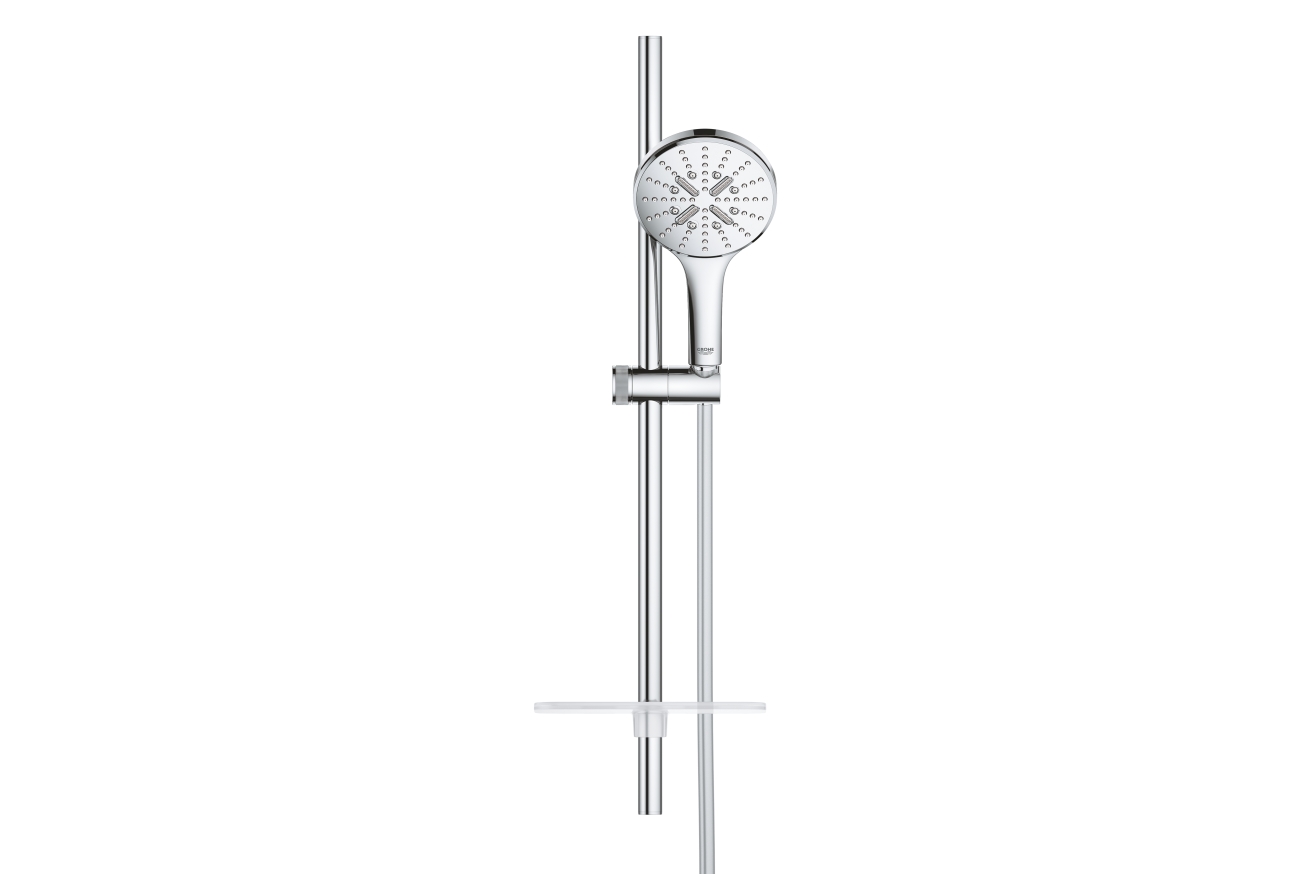 Душевой гарнитур GROHE RainShower SmartActive 130 с мыльницей, 3 режима струи, душевая штанга 600 мм, 9,5 л/мин, хром (26575000)