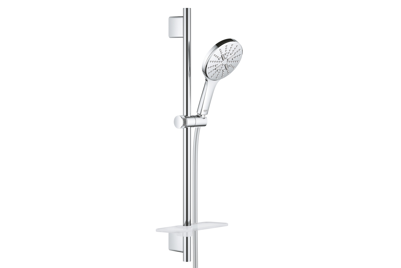Душевой гарнитур GROHE RainShower SmartActive 130 с мыльницей, 3 режима струи, душевая штанга 600 мм, 9,5 л/мин, хром (26575000)